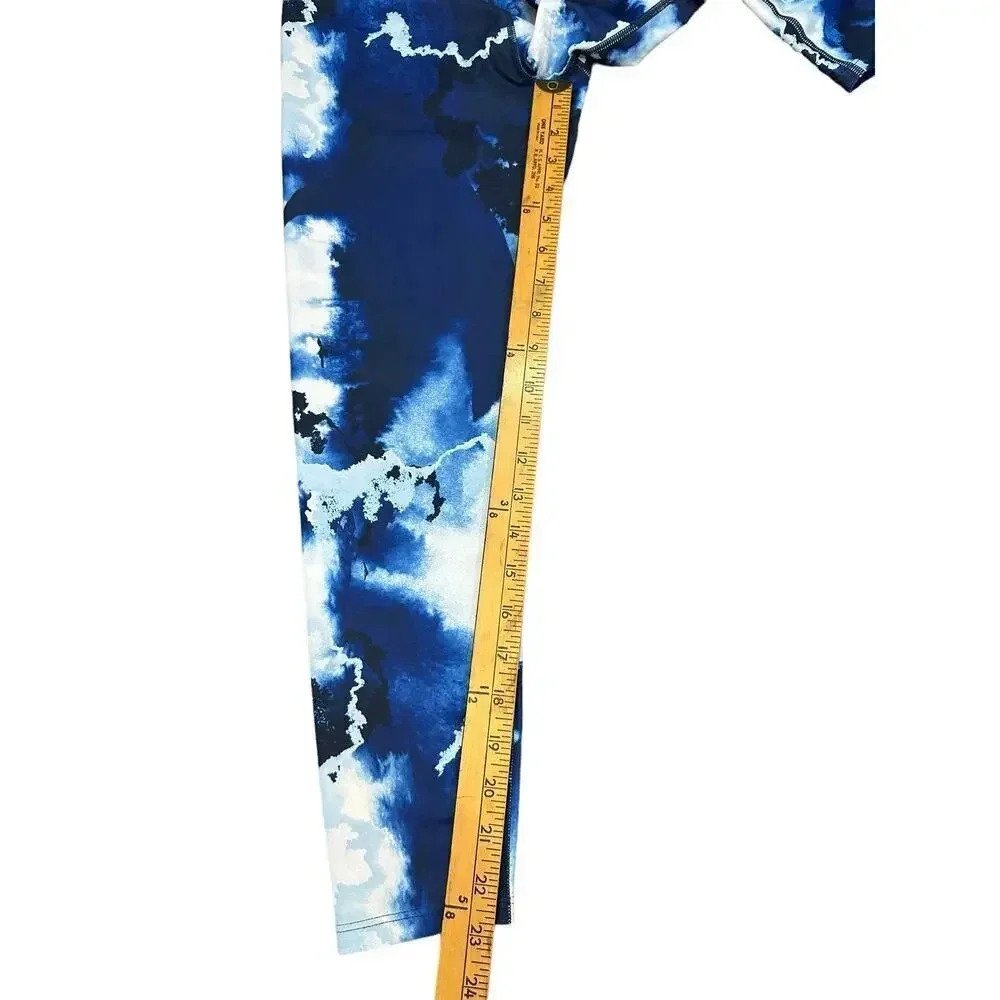 Sage Collective Blue Tie Dye Clouds Athletic Fitness Workout Leggings Size M - Picture 3 of 4